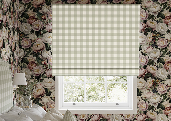 Gingham, Bud Green - Roman Blind - Image 3